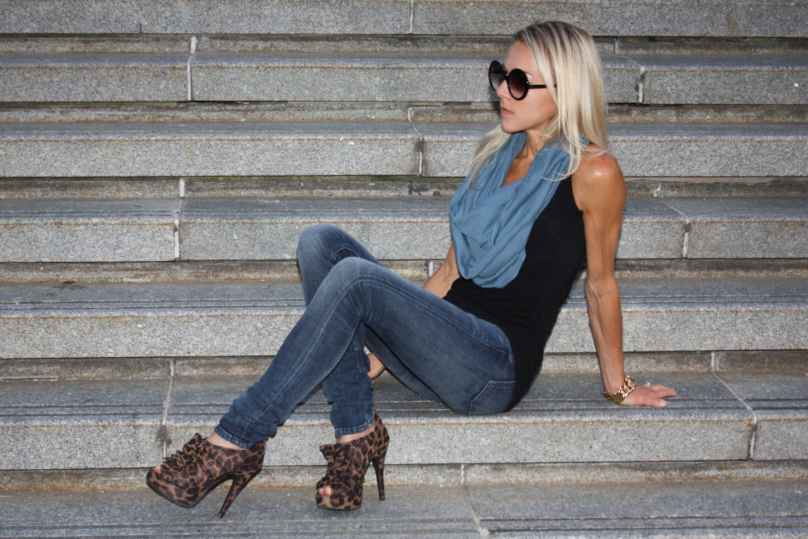 style and organic fashion on a woman sitting on steps