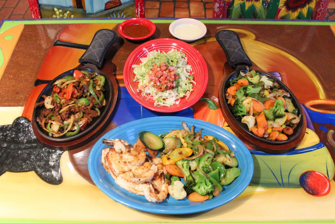 Grilled Tilapia and Shrimp Paired with Vegetable Fajitas