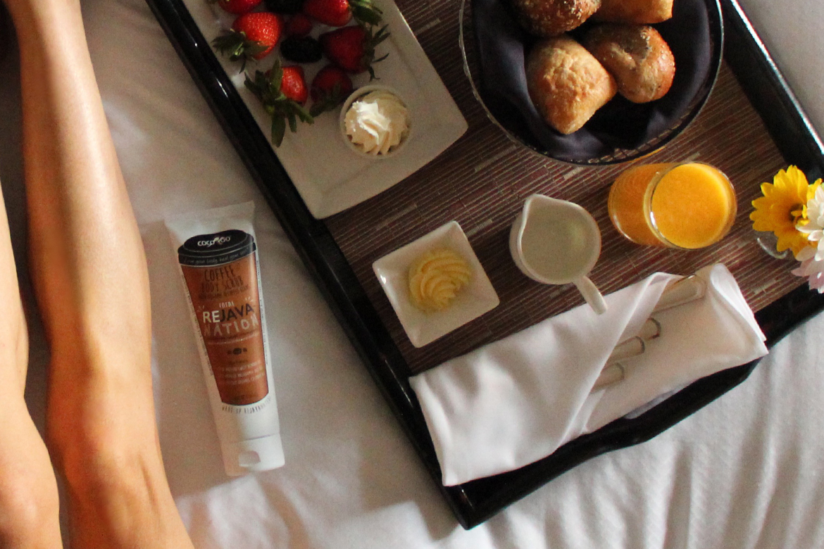 Travel Spa Day with an Organic Coffee Exfoliator and Breakfast in Bed